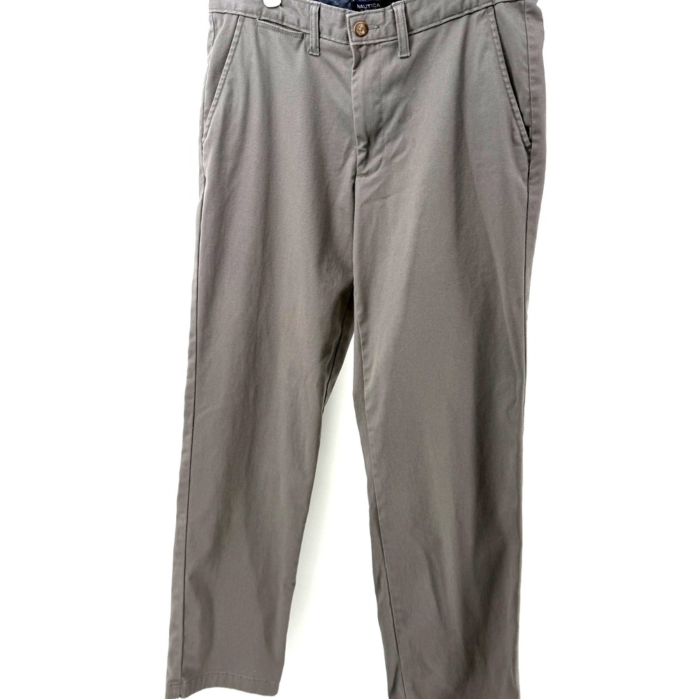 Nautica Men's Flex Classic Fit Pants Wrinkle‎ Resistant Chino 33x32 Olive